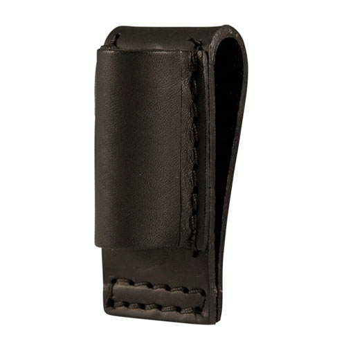 Boston Leather 5573LD-1 Closed Top Flashlight Holder Plain Black Nickel Snaps 