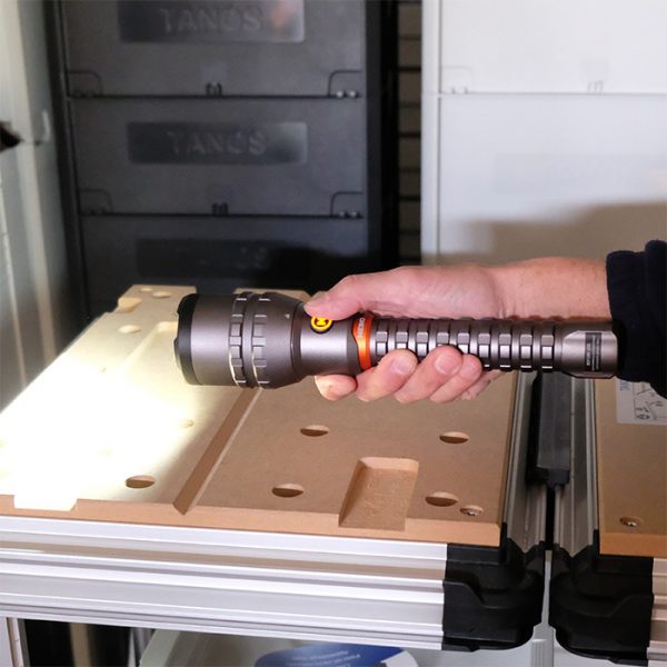 Nebo 12K Rechargeable Flashlight in hand