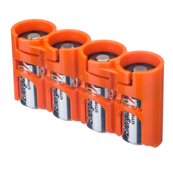 Storacell Slim Line Battery Caddy CR123 orange